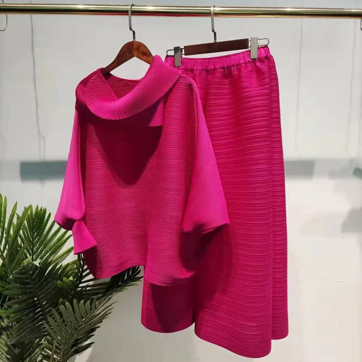 Levoire | Ensemble Femme Avec Manches Longues Et Pantalons Amples Rosa rouge Une taille