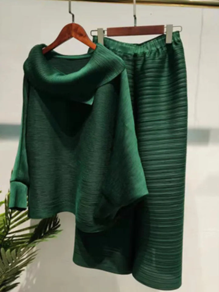 Levoire | Ensemble Femme Avec Manches Longues Et Pantalons Amples Vert foncé Une taille