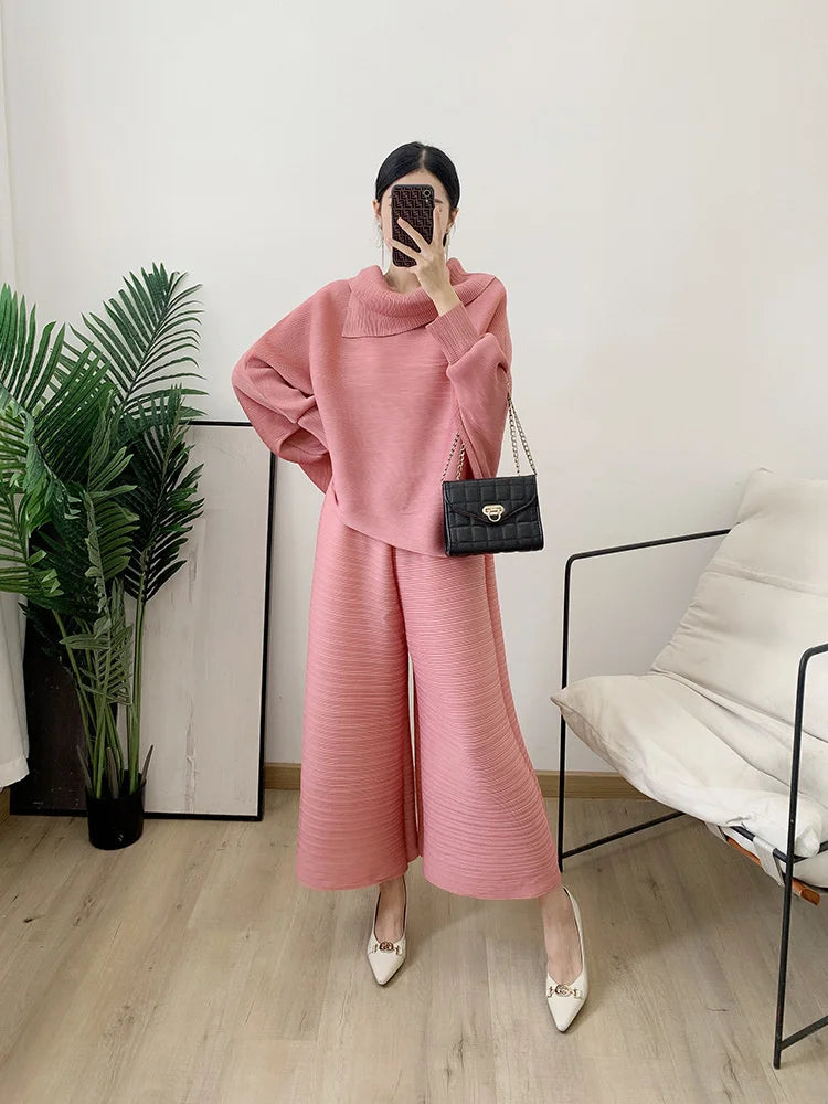 Levoire | Ensemble Femme Avec Manches Longues Et Pantalons Amples Rosa Une taille