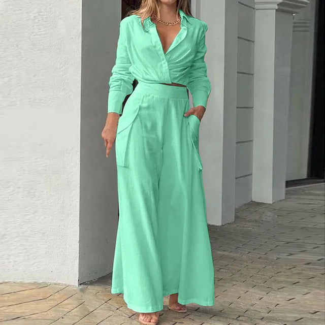 Levoire | Ensemble de chemise et pantalon élégant Vert