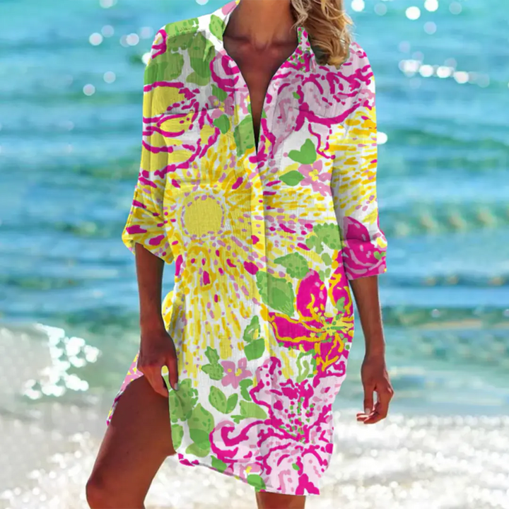 Levoire | Robe Chemise Classique jaune motif floral