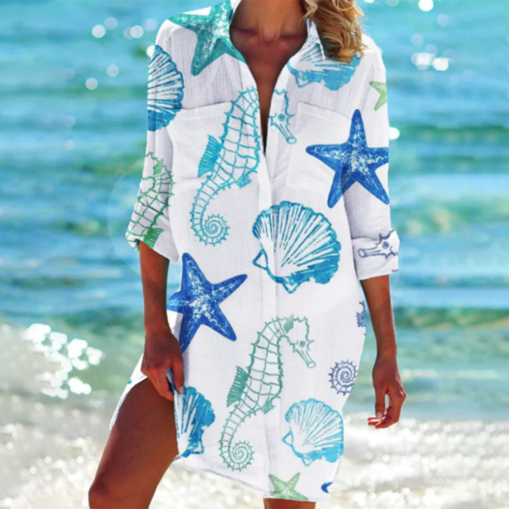Levoire | Chemise Robe Pour Femmes Juliet Chevaux de mer bleus