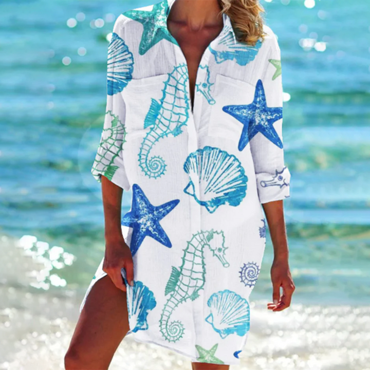 Levoire | Chemise Robe Pour Femmes Juliet Chevaux de mer bleus