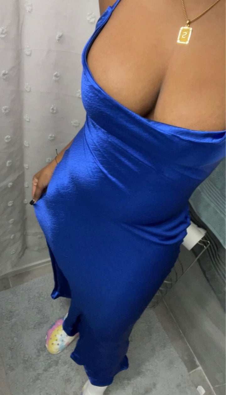 Levoire | Robe Longue Sans Dos À Bretelles Spaghetti En Satin