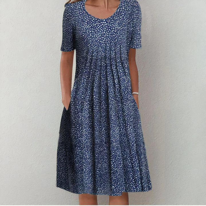 Levoire | Robe Midi Coton Respirante Pour Femmes Points bleus