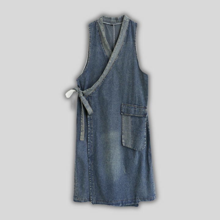Levoire | Robe En Jean Avec Fermeture À Boutons Continue Bleu