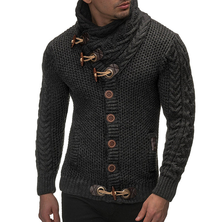 Levoire | Pull-over à col en sol avec manches longues et poches gris foncé
