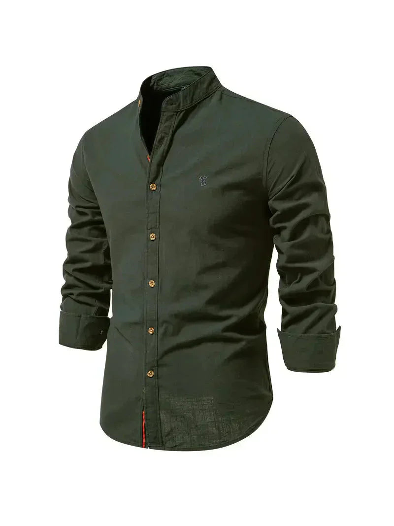 Levoire | Chemise De Loisirs En Mélange De Coton Pour Hommes Vert armée
