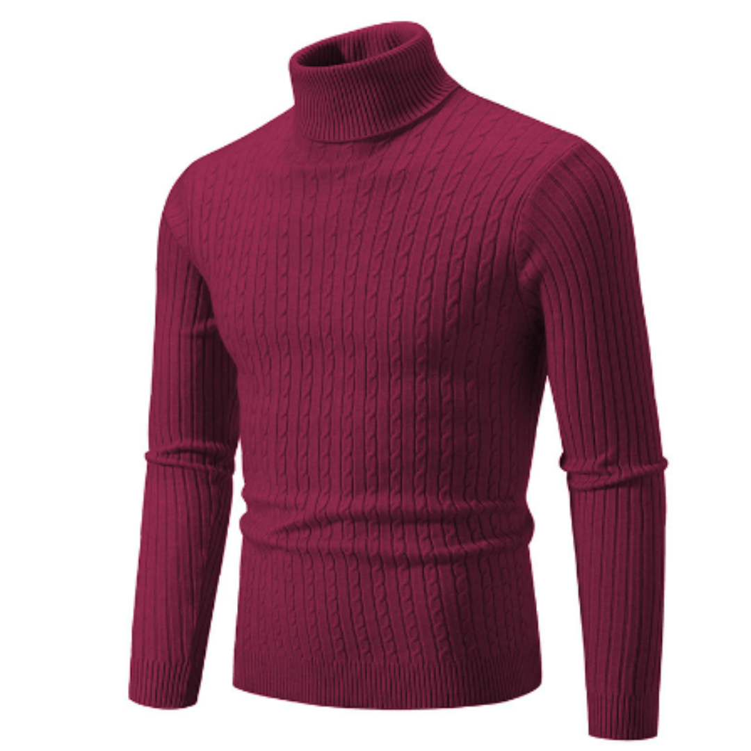 Levoire | Pull Col Roulé Pour Homme | Hiver Rouge Bordeaux