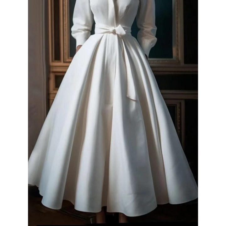 Levoire | Robe D'Invite De Mariage À Manches Longues Et Taille Ceinturée - Midi