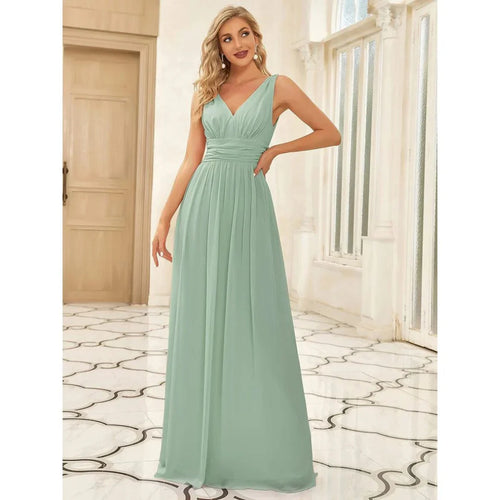 Levoire | Robe D'Invité De Mariage Sans Manches À Col En V - Maxi