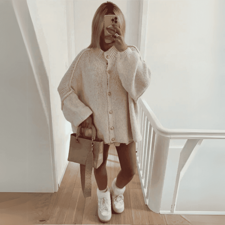 Levoire | Gilet Tricoté Grande Taille Femme Beige blanc