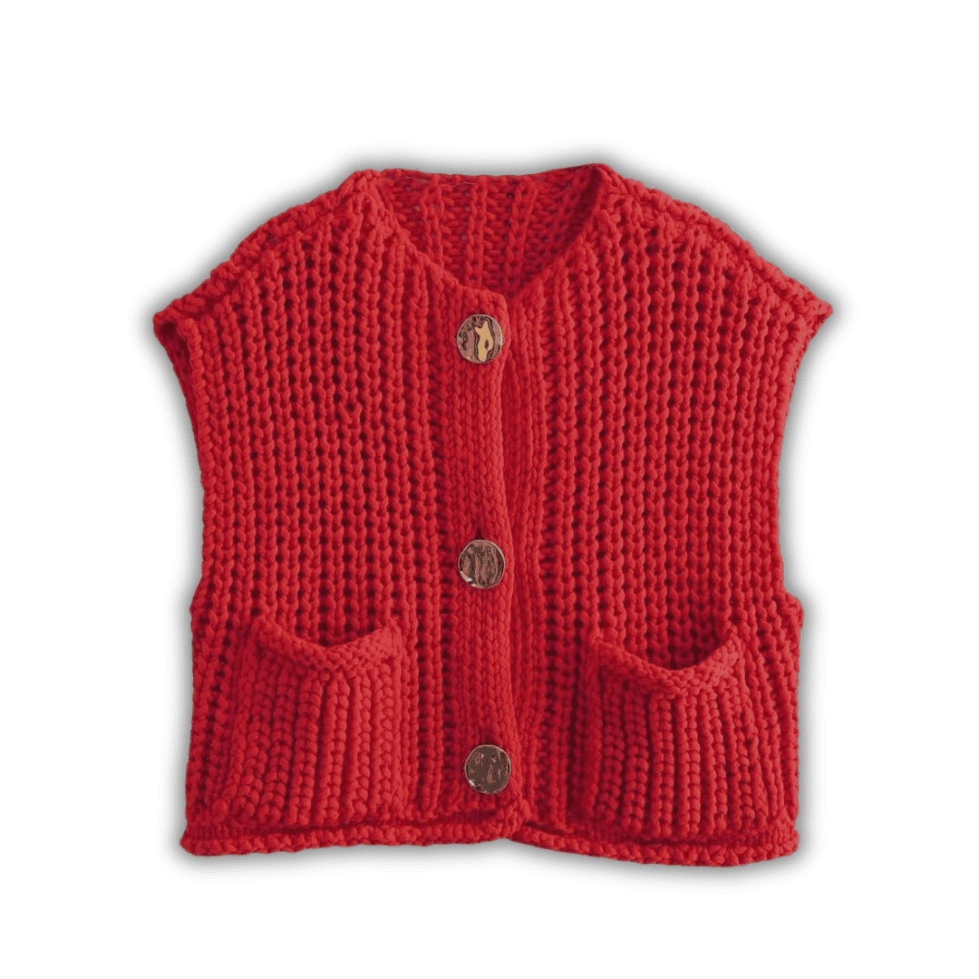 Levoire | Łucja Élégante Gilet En Tricot Pour Femmes Rot