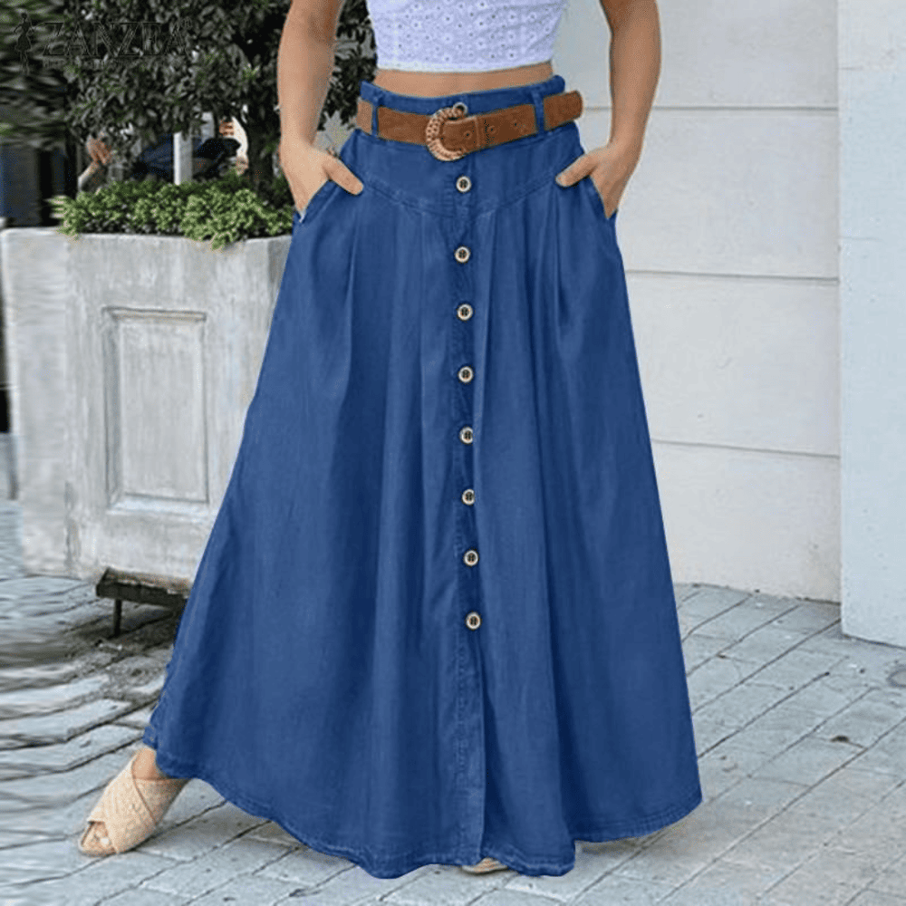 Levoire | Jupe Midi Élégante Pour Femmes Bleu
