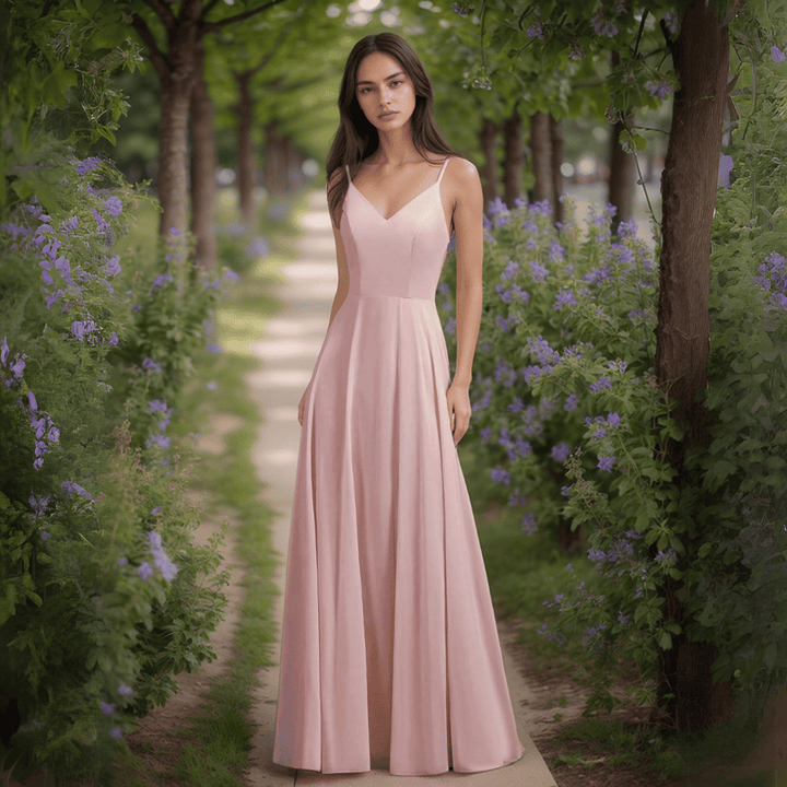 Levoire | Robe De Soirée Chiffon Victoria Avec Ouverture Dans Le Dos Rose poudre