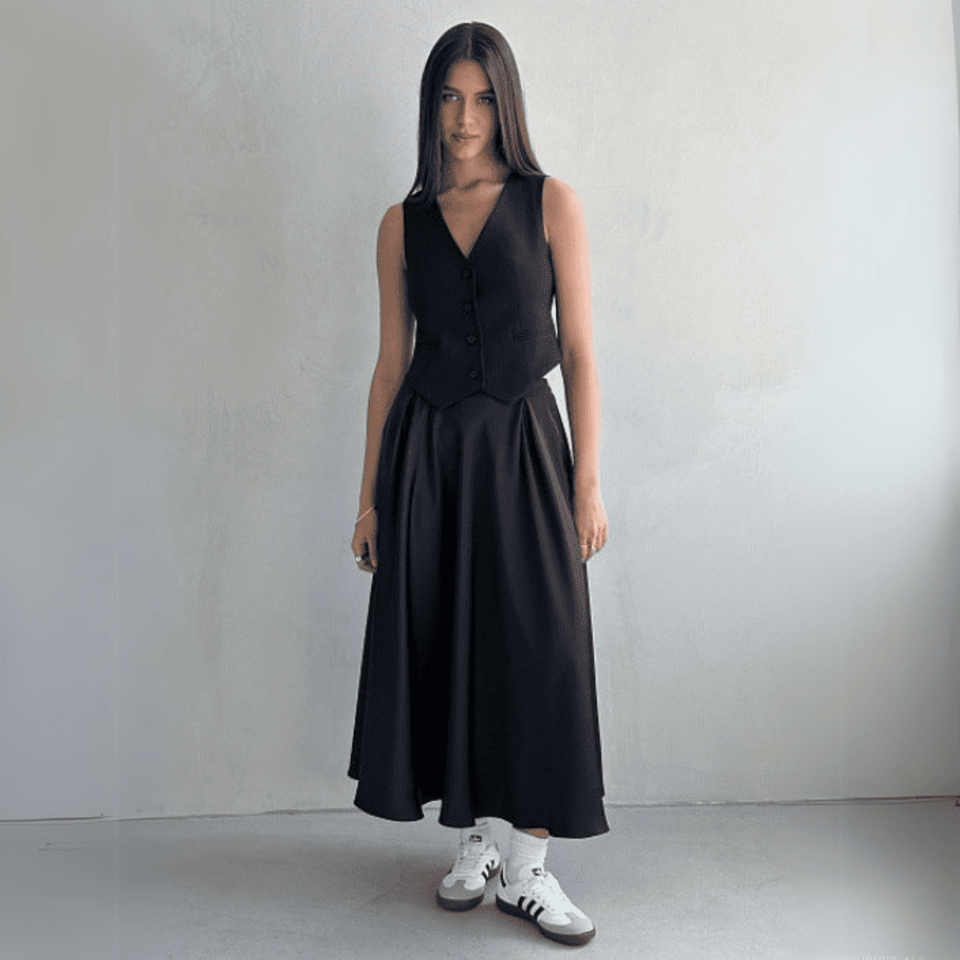 Levoire | Midi Longue Dominisia Satin Noir