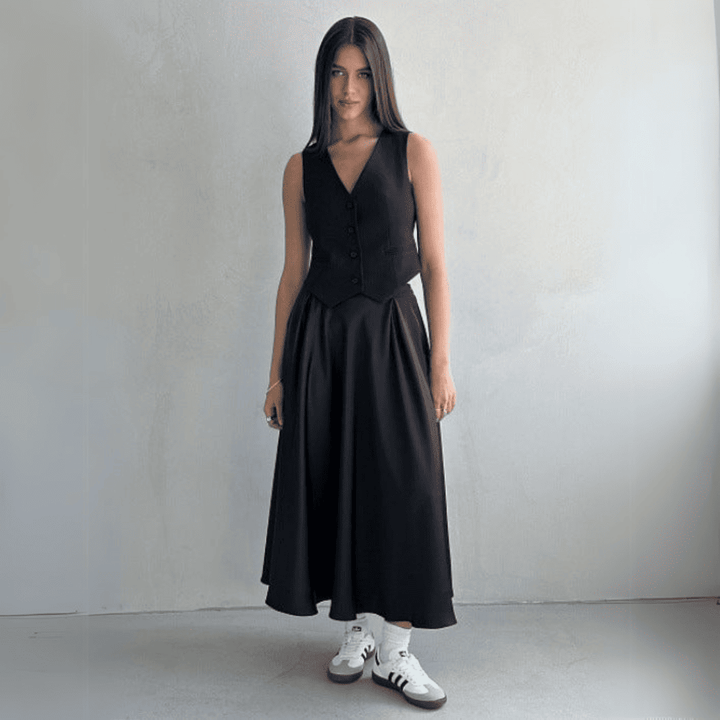 Levoire | Midi Longue Dominisia Satin Noir