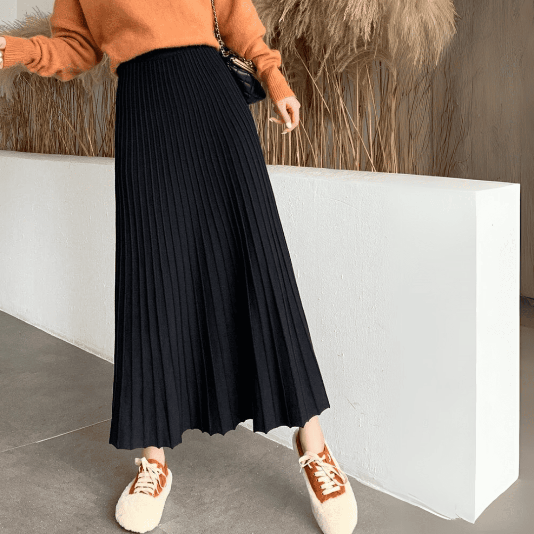 Levoire | Midi Plissé Cezaryna Chic Noir Une taille