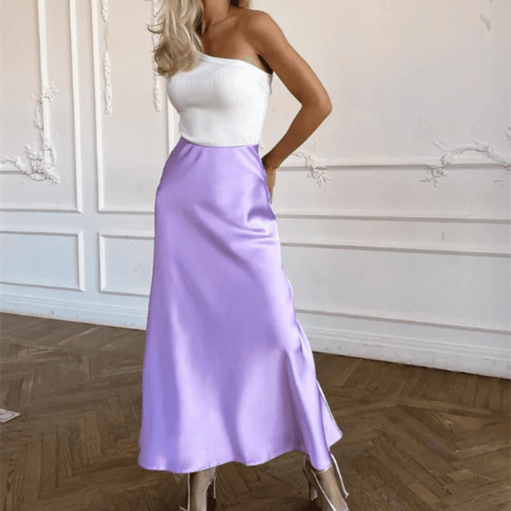 Levoire | Jupe Midi Élégante Taille Haute Violet