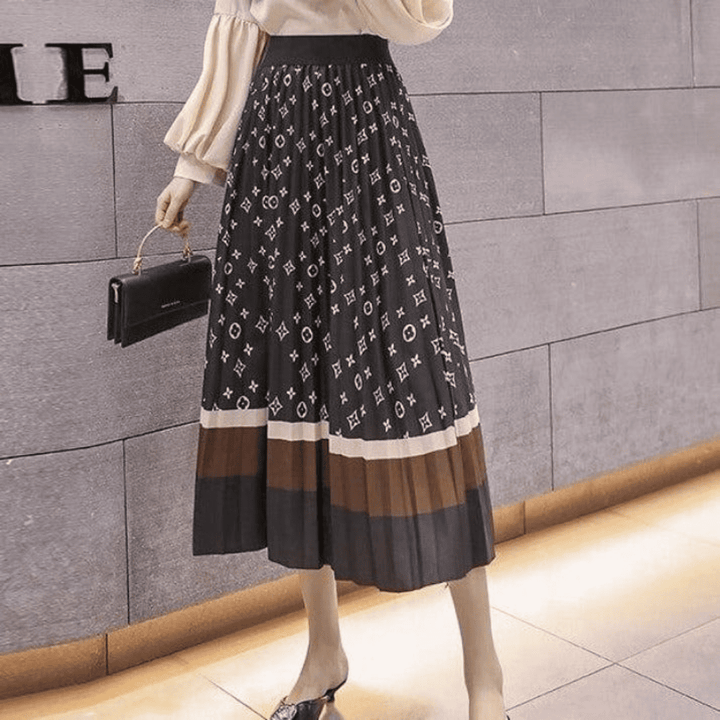 Levoire | Jupe Midi Plissée Élégante Gris Une taille