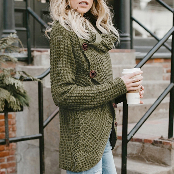 Levoire | Pull Long À Col Roulé À Manches Longues Avec Boutons