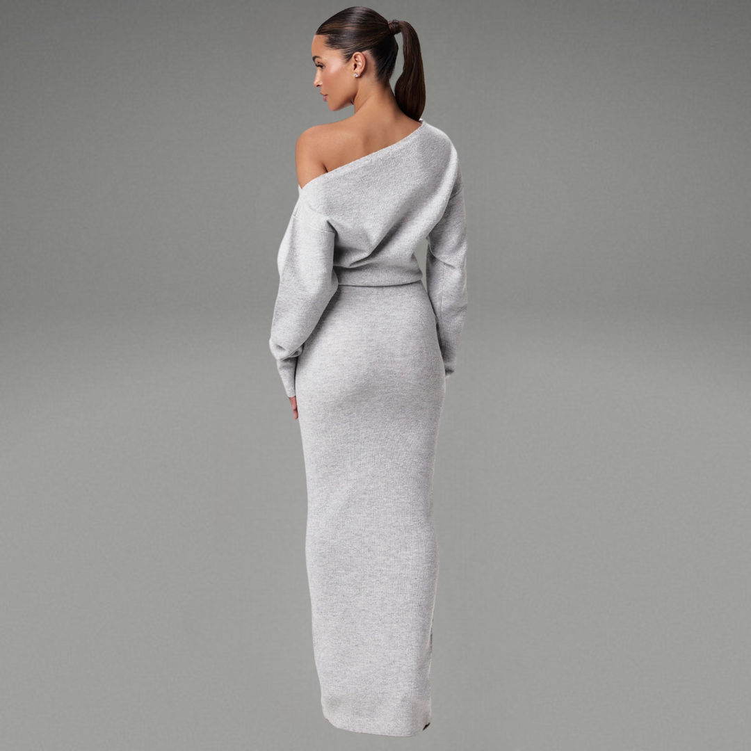 Levoire | Robe Élégante Avec Une Touche Féminine Gris