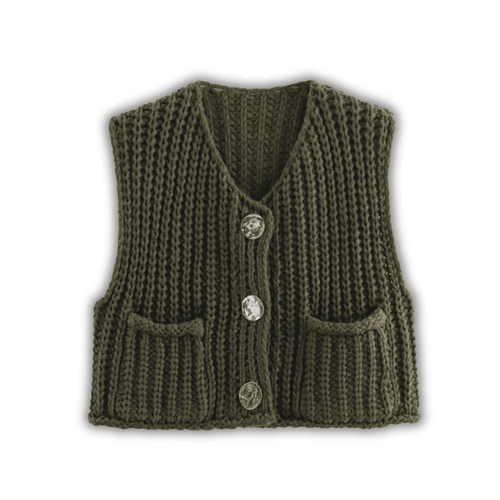 Levoire | Łucja Élégante Gilet En Tricot Pour Femmes Vert militaire