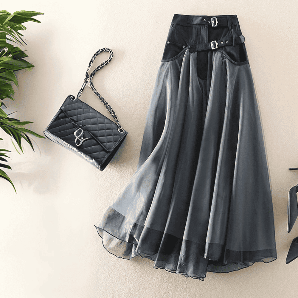 Levoire | Jupe Midi En Tulle Léger Gris