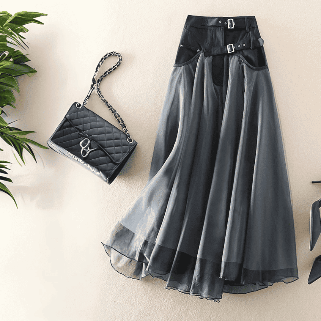 Levoire | Jupe Midi En Tulle Léger Gris
