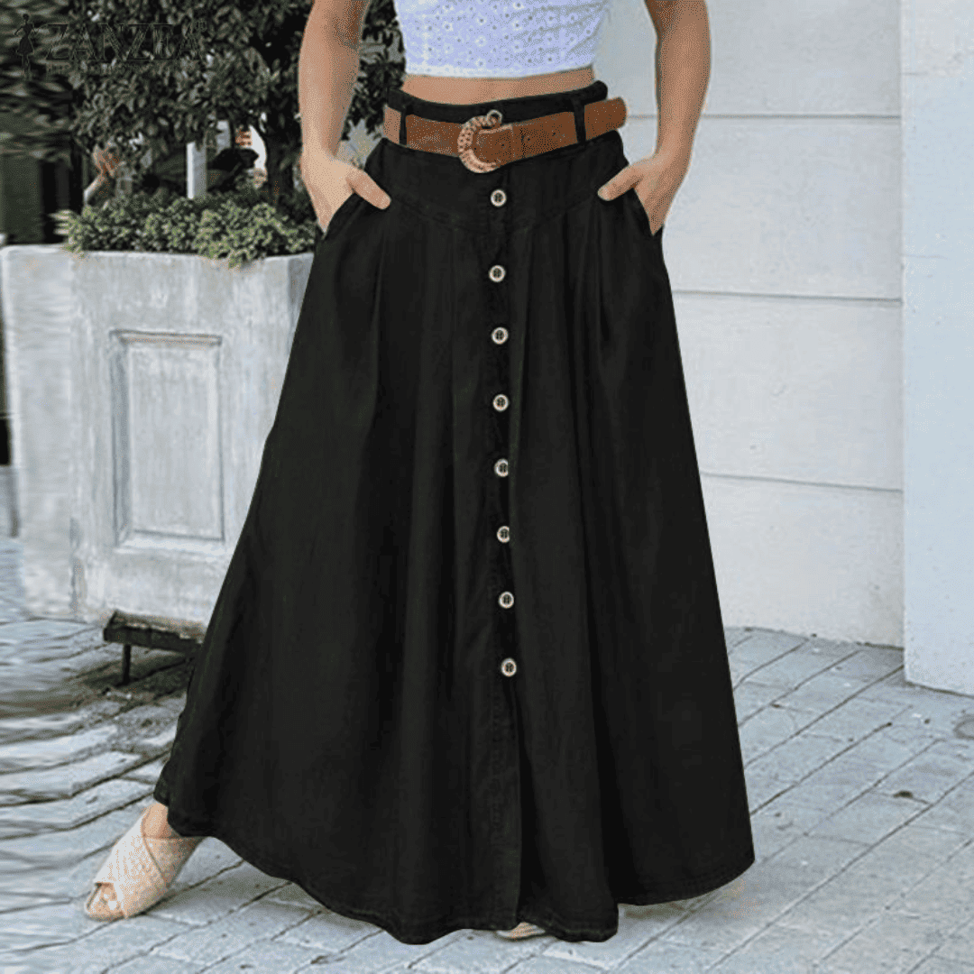 Levoire | Jupe Midi Élégante Pour Femmes Noir