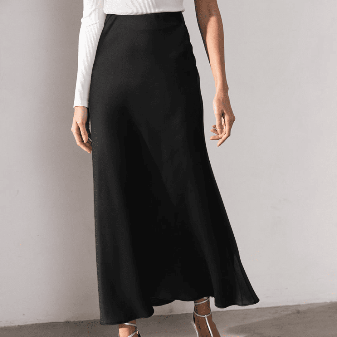 Levoire | Jupe Midi Élégante Taille Haute Noir