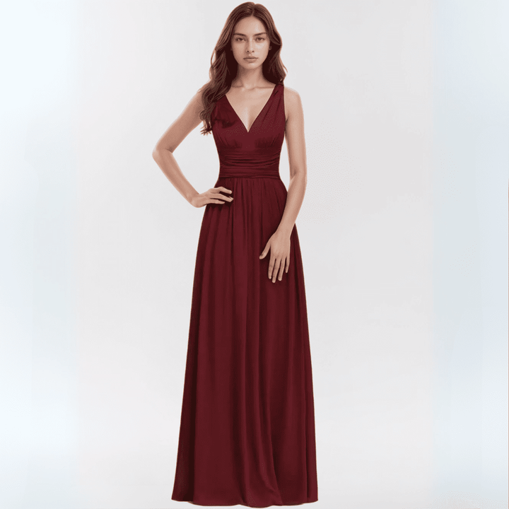Levoire | Élise Robe De Soirée En Soie Bordeaux