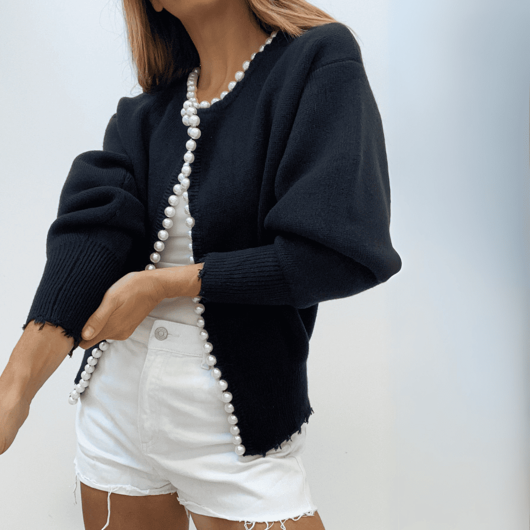Levoire | Gilet Pour Femmes Avec Des Perles Noir