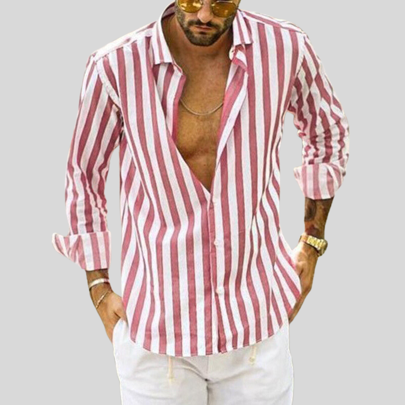 Levoire | Chemise Homme Rayée Élégante Rose