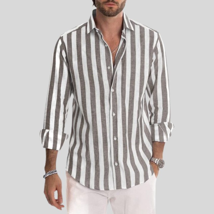Levoire | Chemise Homme Rayée Élégante Kaki