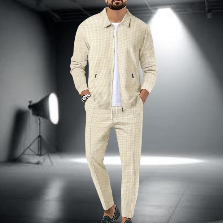Levoire | Veste Slim Fit Avec Fermeture Éclair Et Pantalon Long Ensemble De Costume De Training Khaki