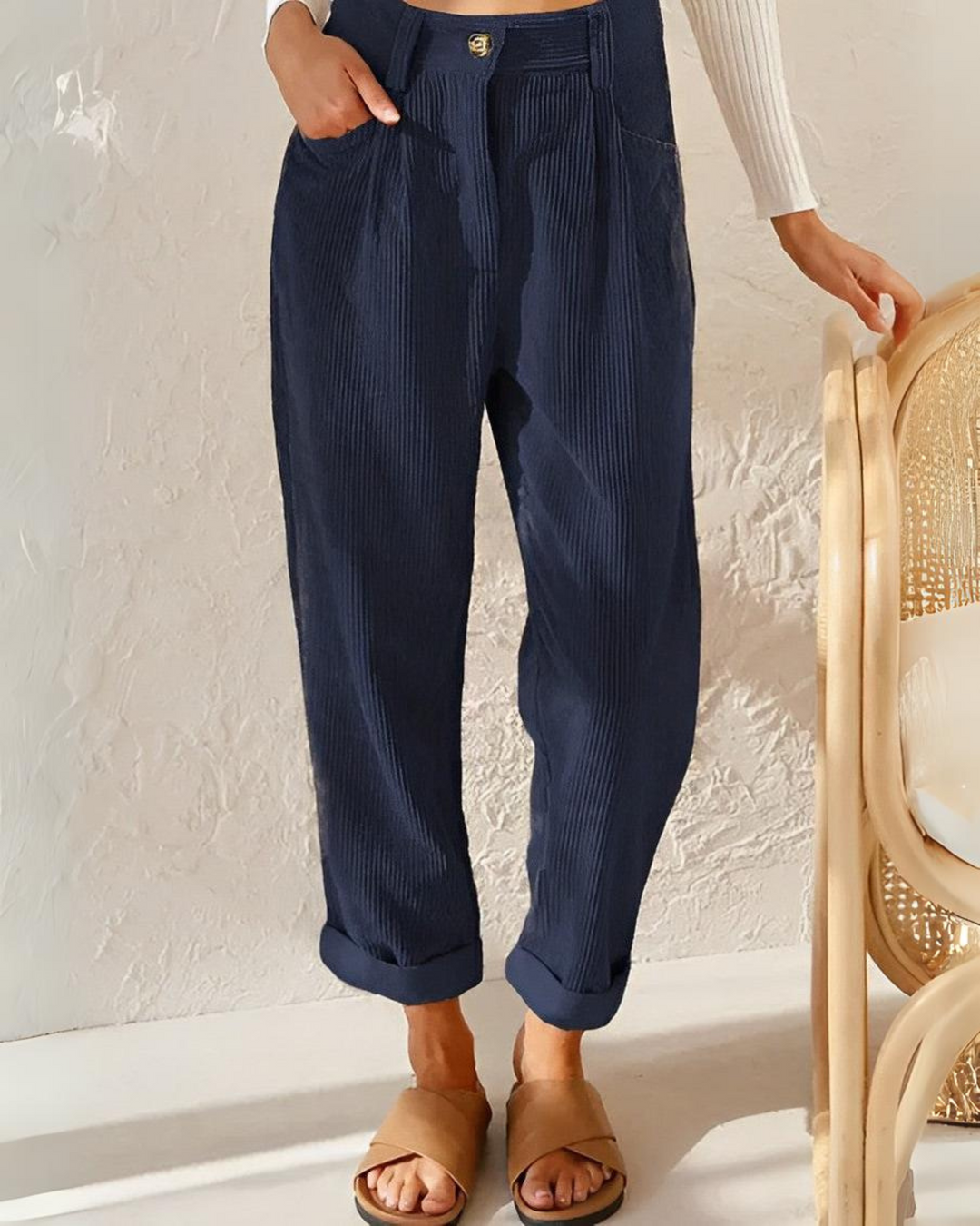 Levoire | Pantalon en velours tendance Bleu