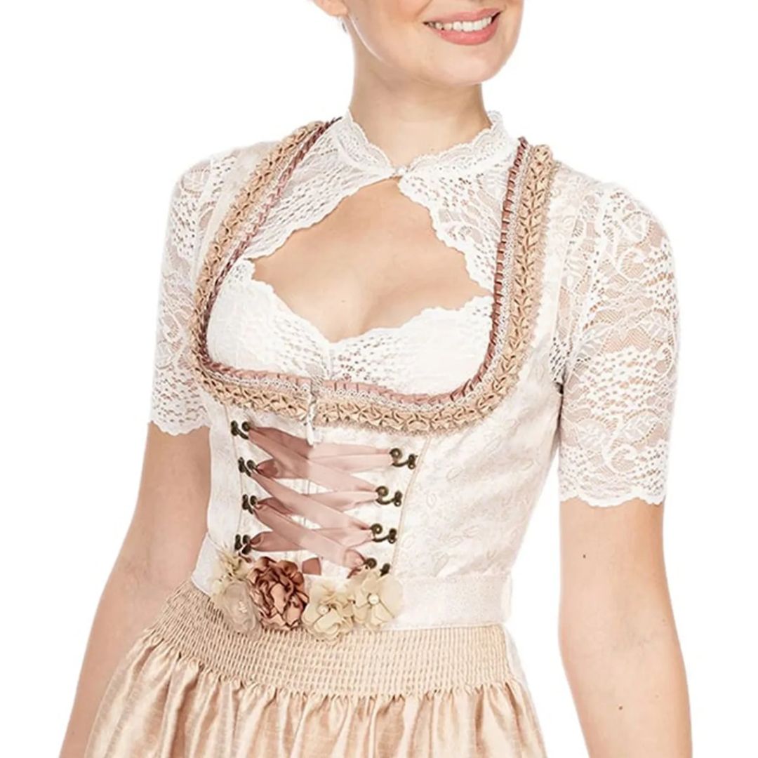 Avriane | Blouse de dirndl avec motif en dentelle et décolleté séduisant pour Oktoberfest