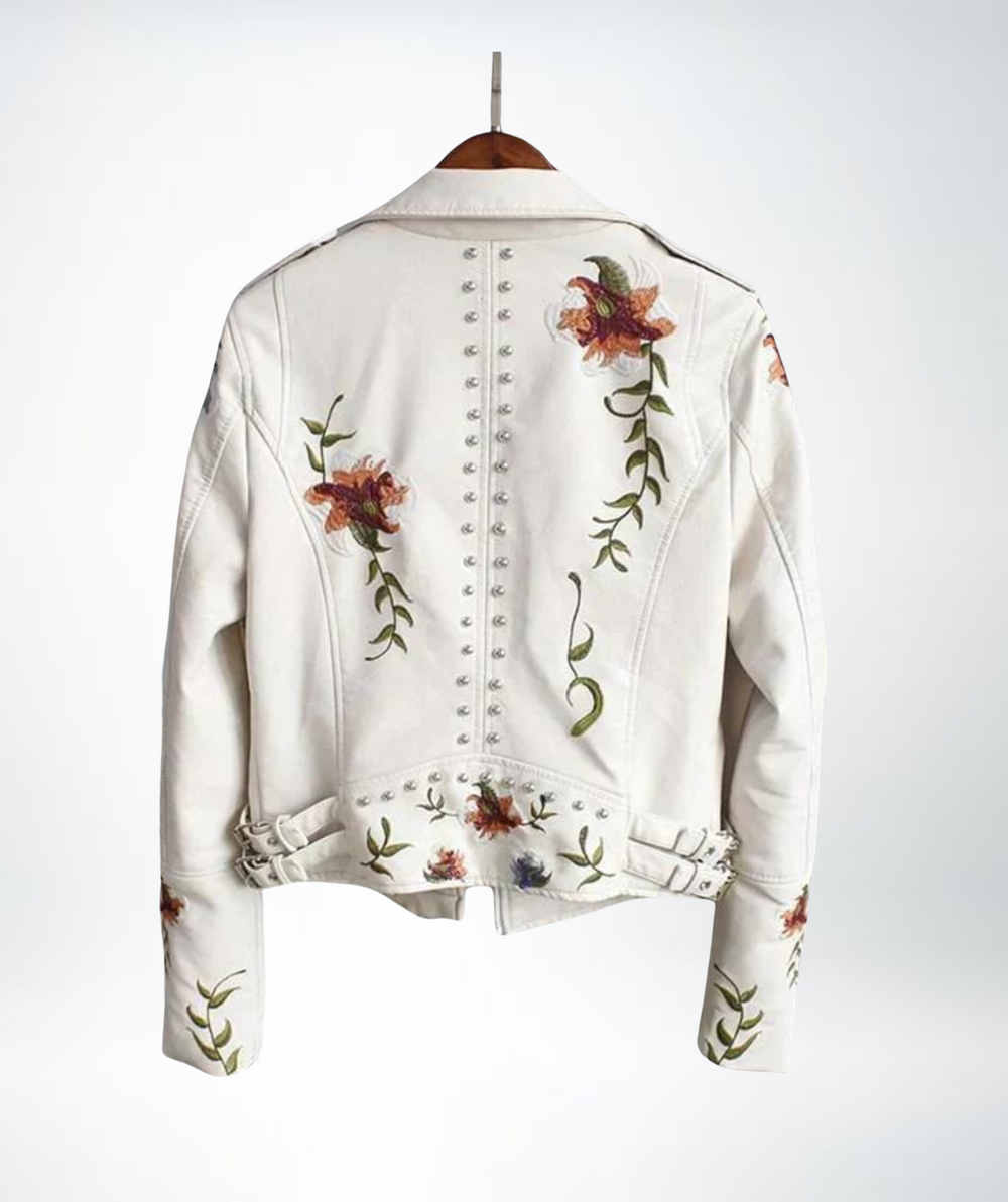 Levoire | Veste En Cuir À Motif Floral Pour Femmes