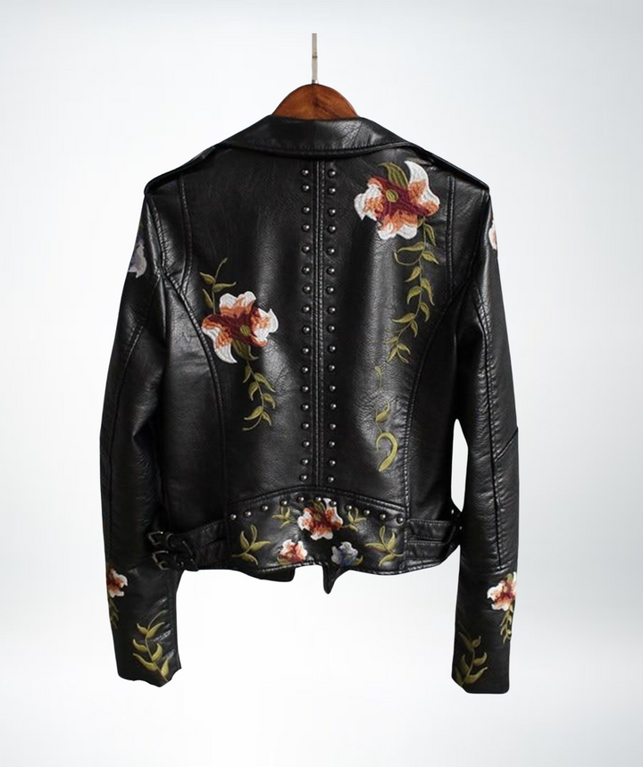 Levoire | Veste En Cuir À Motif Floral Pour Femmes
