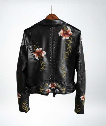 Levoire | Veste En Cuir À Motif Floral Pour Femmes