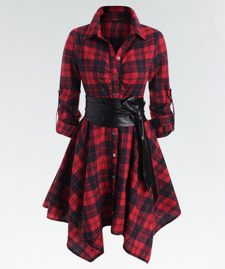 Levoire | Élégant Robe D'Été Gingham Rot