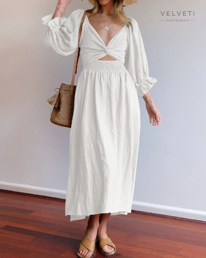 Levoire | Robe Française Avec Des Manches Volantes Blanc