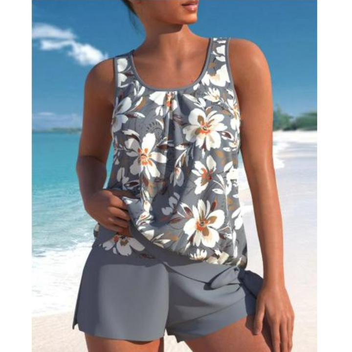 Levoire | Tankini À Motif Floral Gris 1