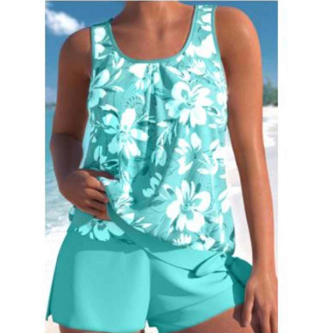 Levoire | Tankini À Motif Floral Aquamarine