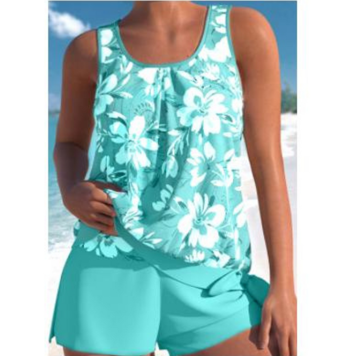 Levoire | Tankini À Motif Floral Aquamarine
