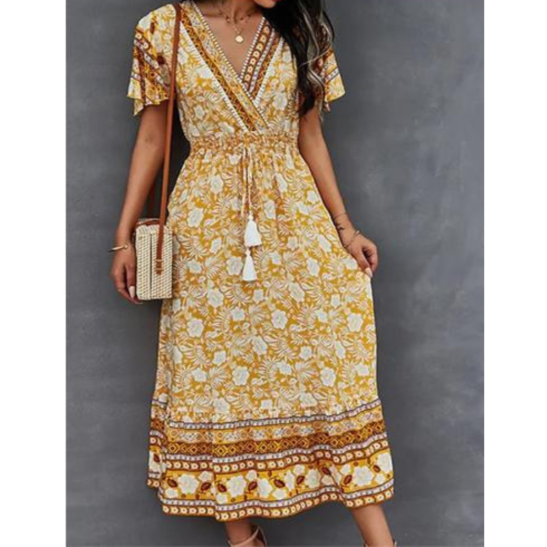 Levoire | Bohème été Maxi robe femme Jaune