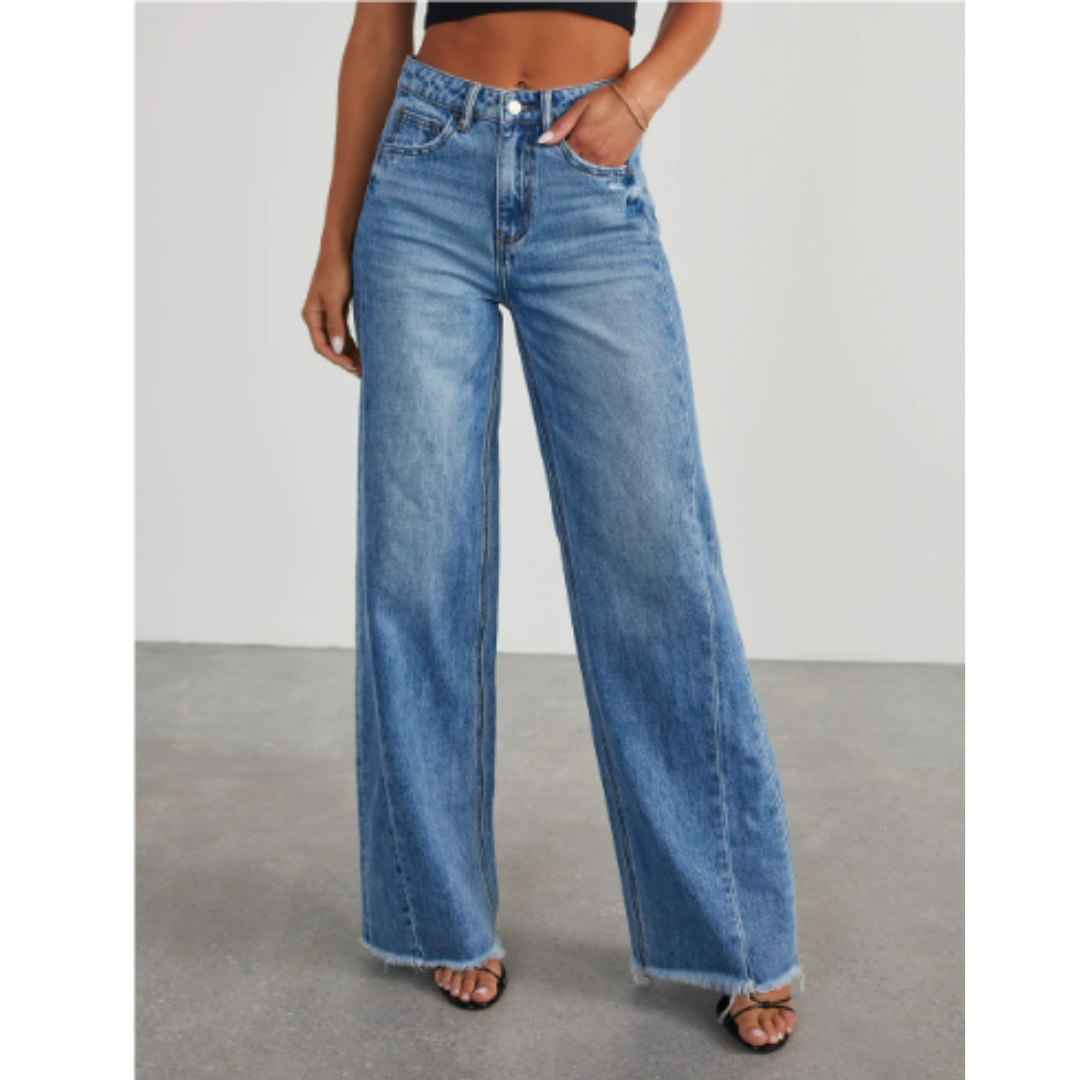 Levoire | Jeans Taille Haute À Jambe Large Bleu