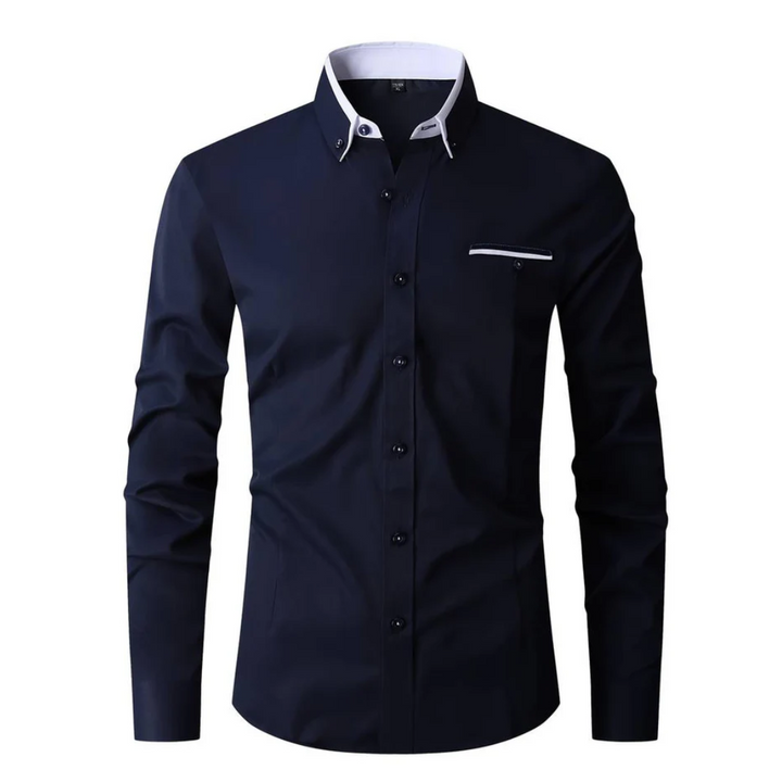 Levoire | Chemise Élégante Avec Col Contrasté Marine Bleu