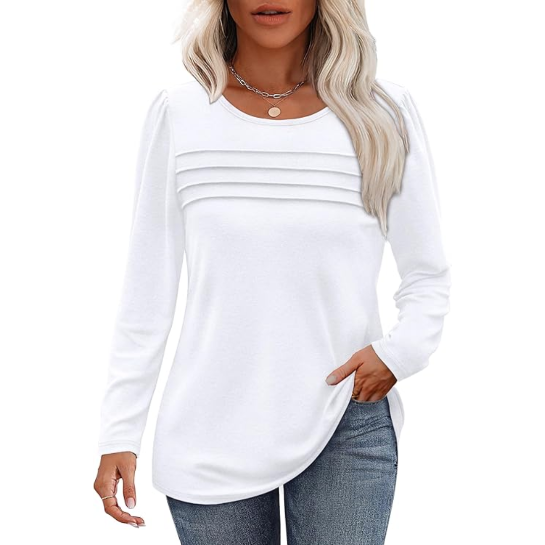 Levoire | Plissé Manches Longues Tunique Topsarah Blanc
